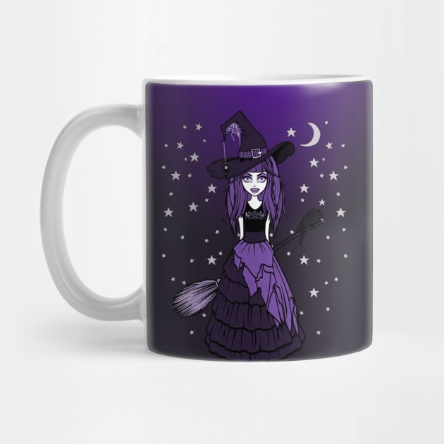 Witch and Crow Purple Starry Night Cheeky Witch® by Cheeky Witch